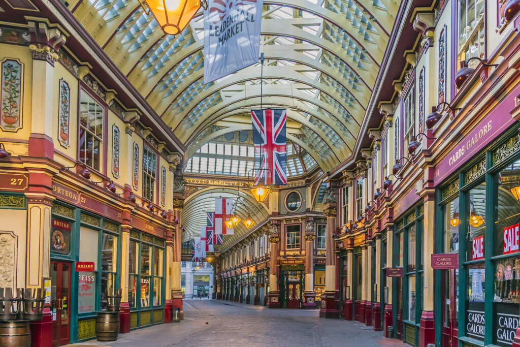 Interior of famous Leadenhall Market in London