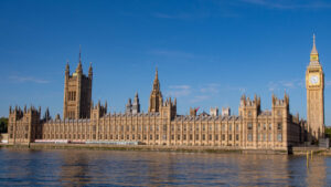 A view of Big Ben and the Houses of Parliament from across the river Thames
